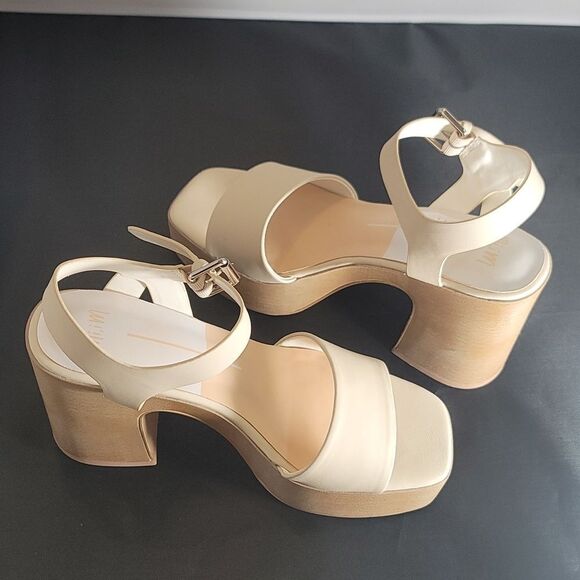 BRAND NEW MI,IM LOS ANGELES LEATHER WOODEN PLATFORM HIGH HEEL SANDALS - Picture 11 of 16